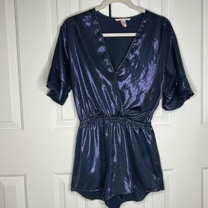 Nwot Victoria secret metallic blue romper